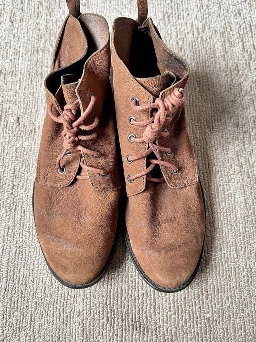 Sam Edelman Brown Leather-Look Lace-Up Boots US 9